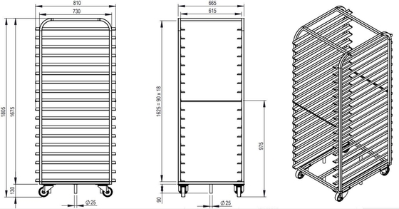 Rk Bakeware China-нержавеющая сталь рулон в 800X600 Пекарная стойка для печи Revent Rack